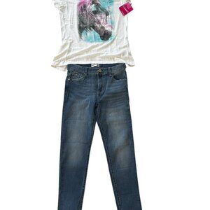 Girls set Jordache Jeans with Hanes Horse top, sequins